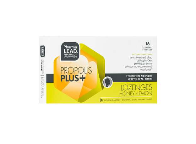 Pharmalead Propolis Plus+ Honey-Lemon, 16lozenges