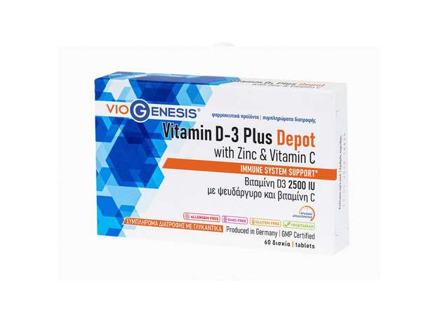 VioGenesis Vitamin D3 Plus 2500 IU Depot 60 tabs