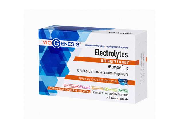 VioGenesis Electrolytes Συμπλήρωμα διατροφής ηλεκτρολυτών με γλυκαντικό 60 tabs
