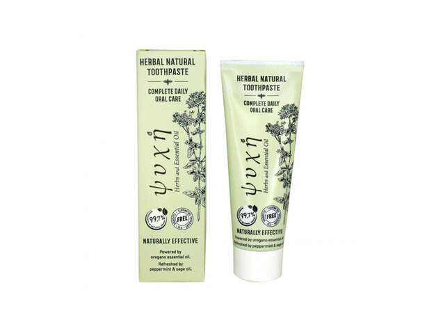 Οδοντόκρεμα ΨΥΧΗ καθημερινής χρήσης, φυσικής προέλευσης, με αιθέρια έλαια ρίγανης , δυόσμου & φασκόμηλου.
