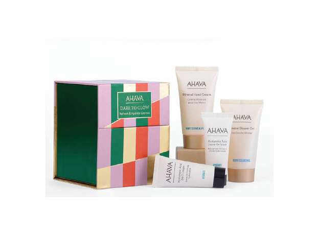 AHAVA Refresh & Hydrate Express Hyaluronic Acid Cream 15ml, Hyaluronic Acid Leave-on Mask 15ml, Mineral Shower Gel 40ml & Mineral Hand Cream 40ml