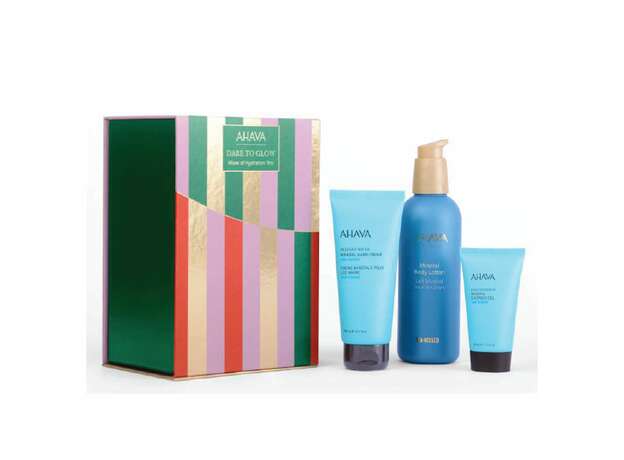 AHAVA Wave of Hydration Trio Mineral Body Lotion 250ml, Mineral Hand Cream 100ml & Mineral Shower Gel 40ml