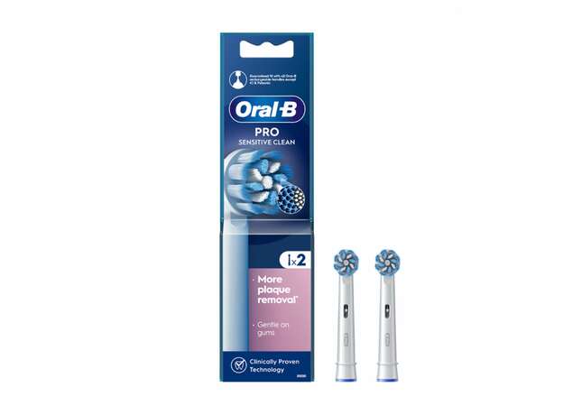 Oral-B Pro Sensitive Clean Ανταλλακτικές Κεφαλές Ηλεκτρικής Οδοντόβουρτσας με Λεπτές Ίνες για Ευαίσθητα Ούλα, 2τεμ