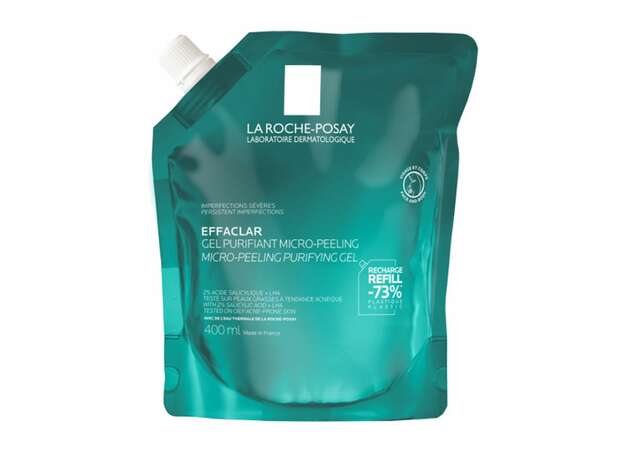 La Roche-Posay Effaclar Μicro-Peeling Purifying Gel Refill Τζελ Καθαρισμού για Eπίμονες Aτέλειες - Ανταλλακτική Συσκευασία, 400ml