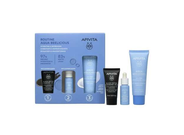 Apivita Promo Aqua Beelicious Ελαφριάς Υφής, 40ml & Booster, 10ml & Μαύρο Gel Καθαρισμού, 15ml