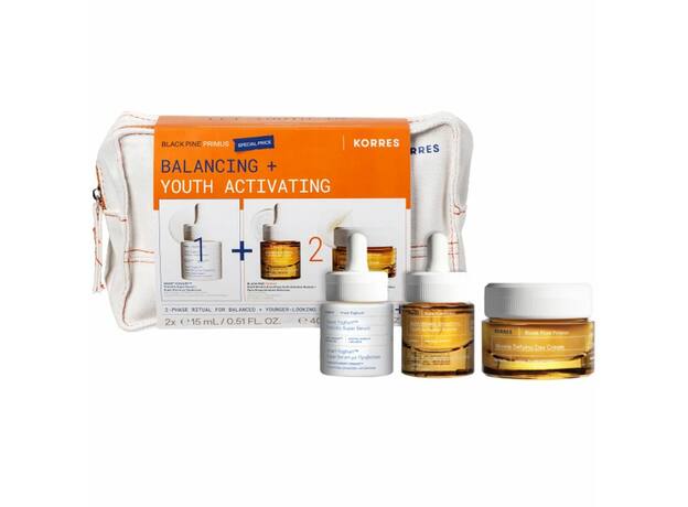 Korres Promo Greek Yoghurt Smart Probiotic Serum 15ml & Black Pine Primus 6xHA Serum 15ml & Black Pine Primus Wrinkle Defying Day Cream 40ml & Δώρο Νεσεσέρ 1 Τεμάχιο