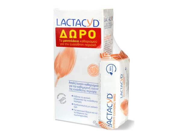 Lactacyd Intimate Washing Lotion 300ml & Δώρο Intimate Μαντηλάκια 15 Τεμάχια